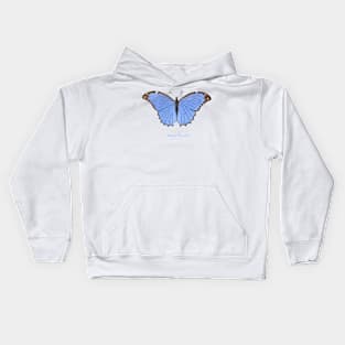 Butterfly - Menelaus Blue Morpho, Morpho Menelaus Coeruleus or Arcuatus Coeruleus Kids Hoodie